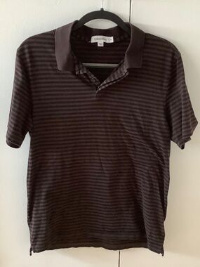 Calvin Klein Polo Shirt Size M Short Sleeves Striped